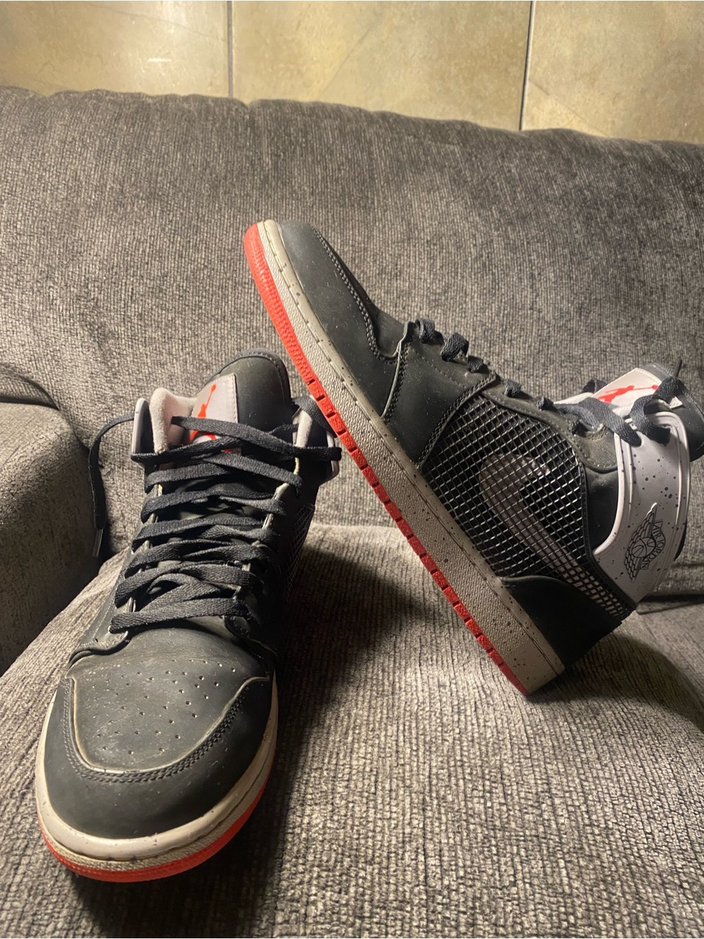Jordan Black and Red High-Top Sneakers